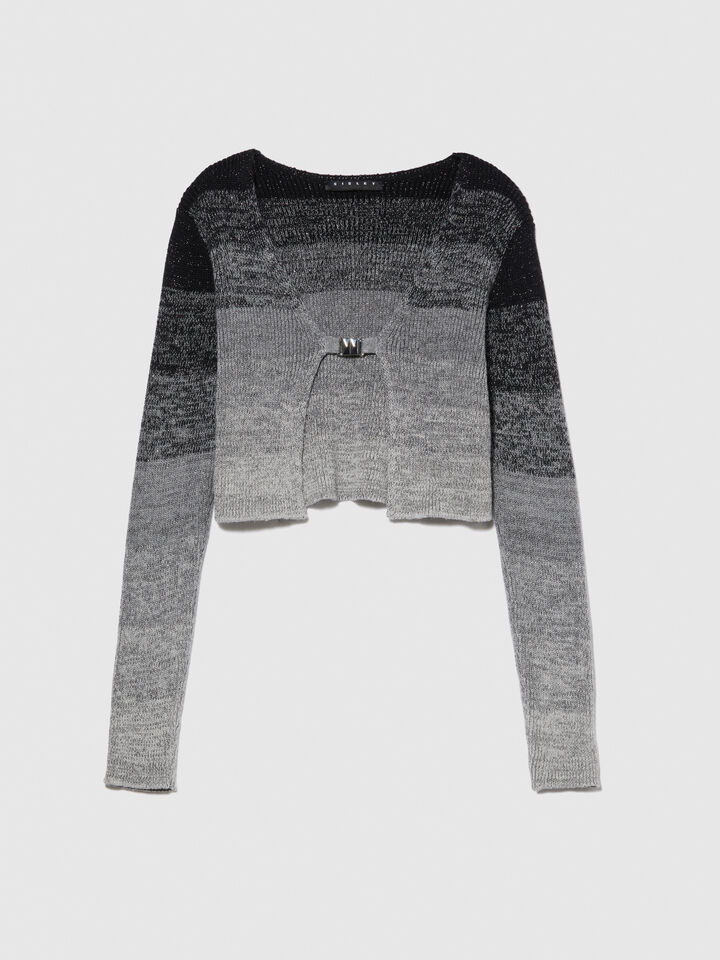 Faded lurex cardigan - girls' knitwear - Dark Gray | Sisley Young image number 1